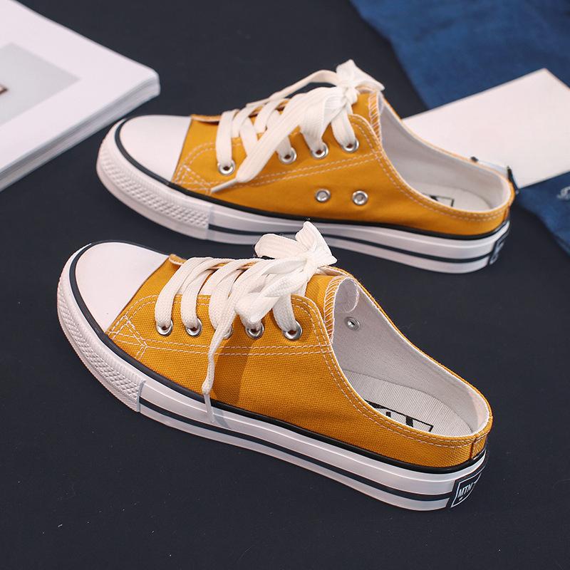 

Летние повседневные низкие парусиновые туфли с неглубоким горлом, полуботинки для женщин, матерчатые туфли, ленивые туфли, тканевые туфли для студентов 40 жёлтый