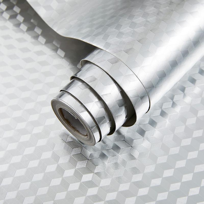 Oil-Proof Self-Adhesive Kitchen Wallpaper: Waterproof, Moisture-Proof Aluminum Foil for Cupboards, Stove, and Furniture.