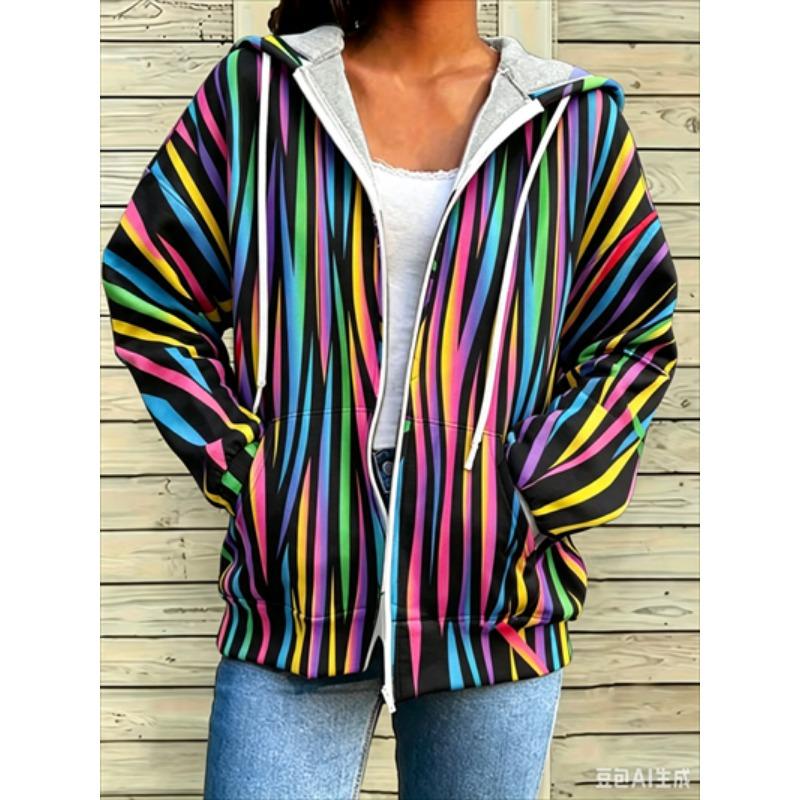 Zipper Splicing Fashion Loose Women's Casual Flower Print Hoodie Fashion Spring And Summer