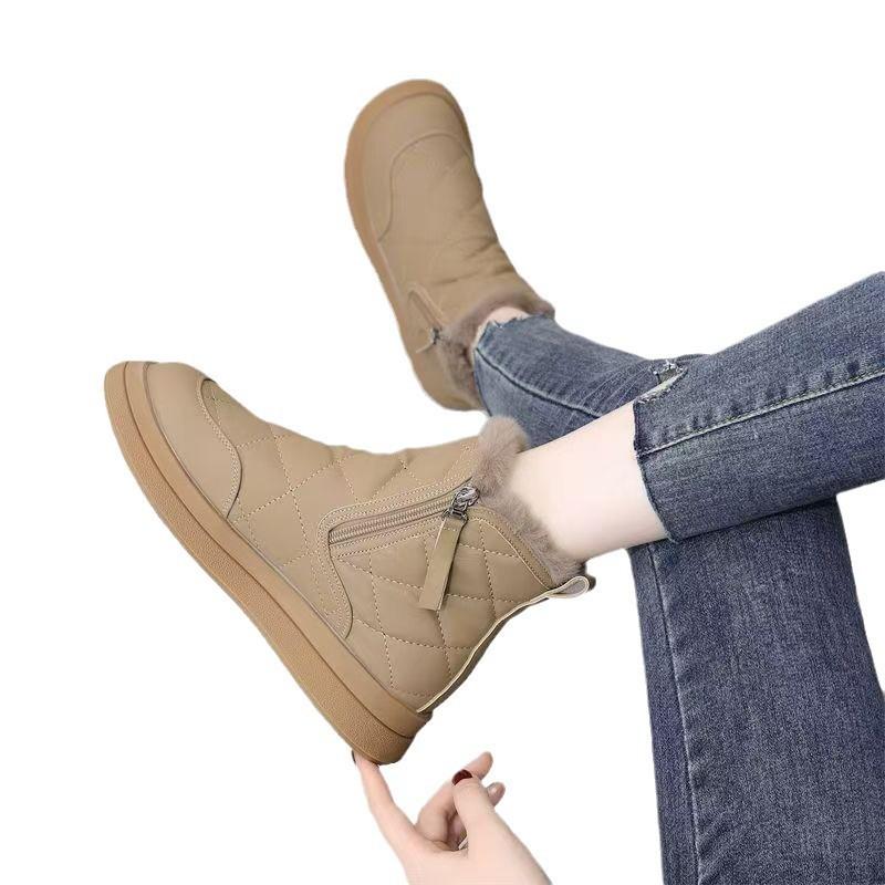 Popular side zipper thick-soled snow boots short boots 2025 winter new piled thickened boots high-top cotton shoes