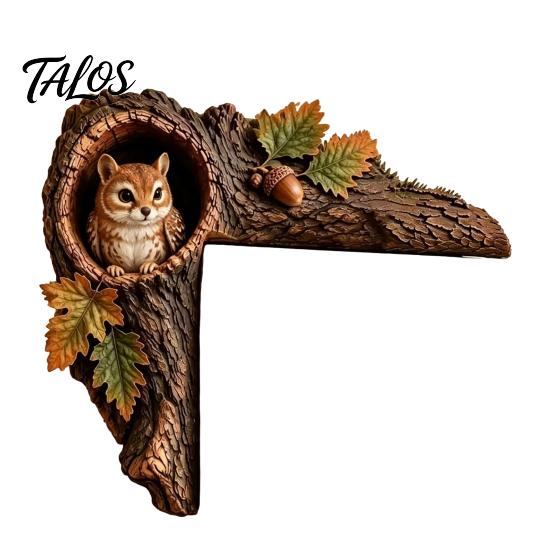 Nature Inspired Home Decor Chipmunk Tree Hollow Door Topper, Woodland Animal Frame Decor, Rustic Wood Bedroom Wall Decoration Corner Ornament