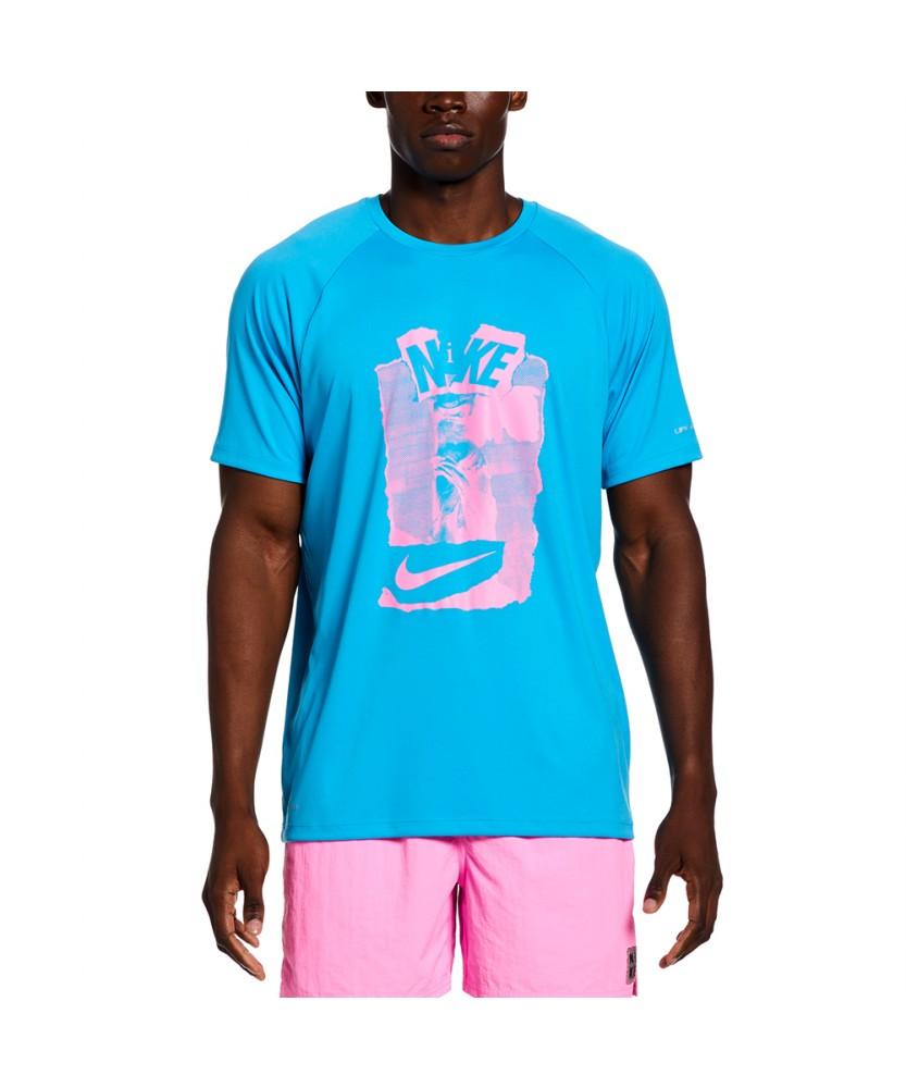 NIKE SWIM Men'S Rash Guard Stamp Short Sleeve Hydro Guard Nessd655-480