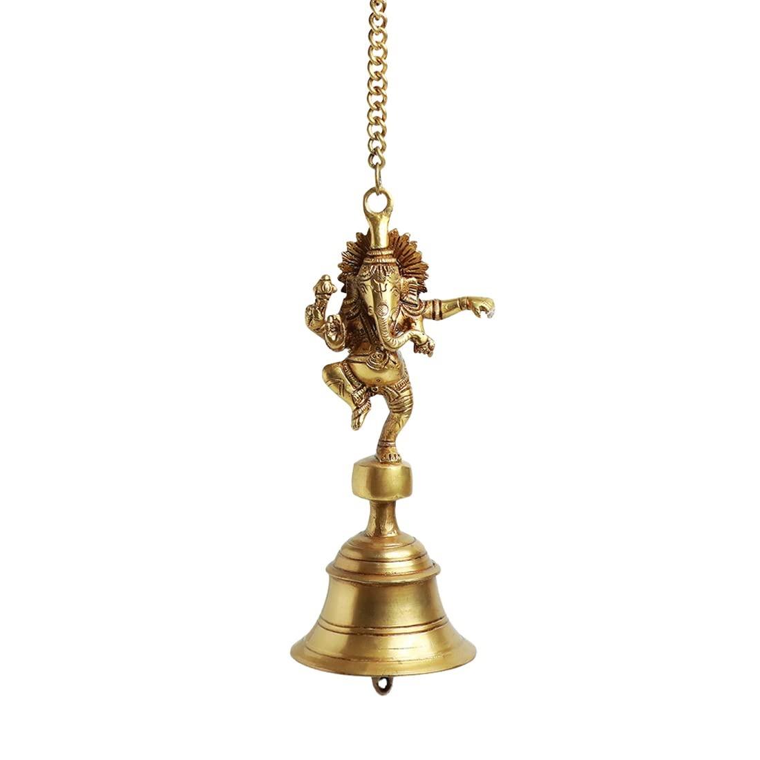 Подвесной колокол Танцующий Ганпати, Dancing Ganpati Pure Brass Hanging Bell,  ExclusiveLane