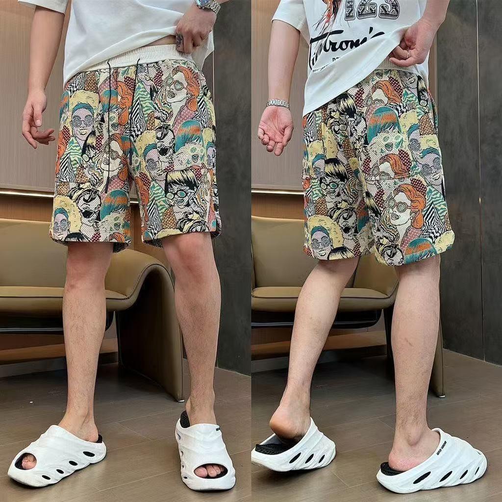 Summer Oversized Shorts Men Colorful Graffiti Print Shorts Couple Five-point Shorts Short Pants