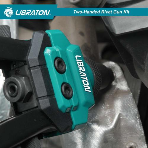 LIBRATON Hand Riveter Set with 250 Blind Rivets (2.4/3.2/4.0/4.8/6.4mm), 5 Nosepieces, and 5 HSS Drill Bits