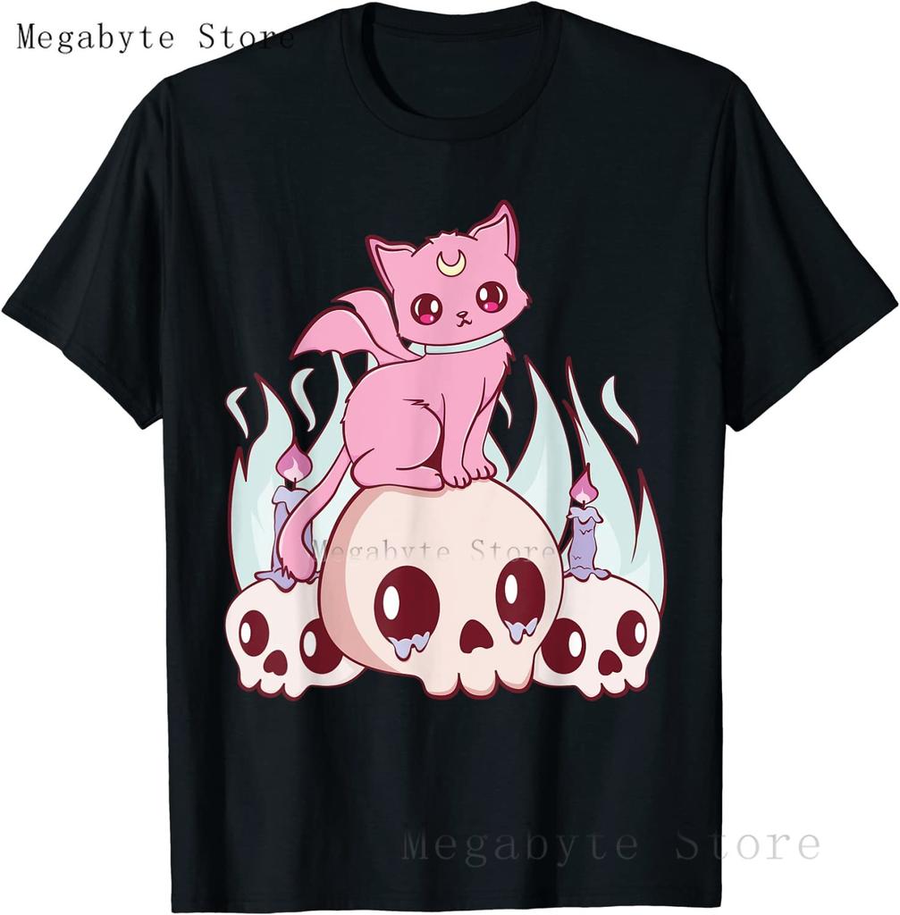 Pastel Goth T Shirt Unisex Women Kawaii Cartoon Gothic Cat Clothes Harajuku Shirt Unisex Graphic Tees FeUnisex Hip Hop Tshirt Unisex