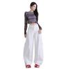 2025 Autumn Women's Spliced Wide-Leg Cargo Pants with Large Pockets