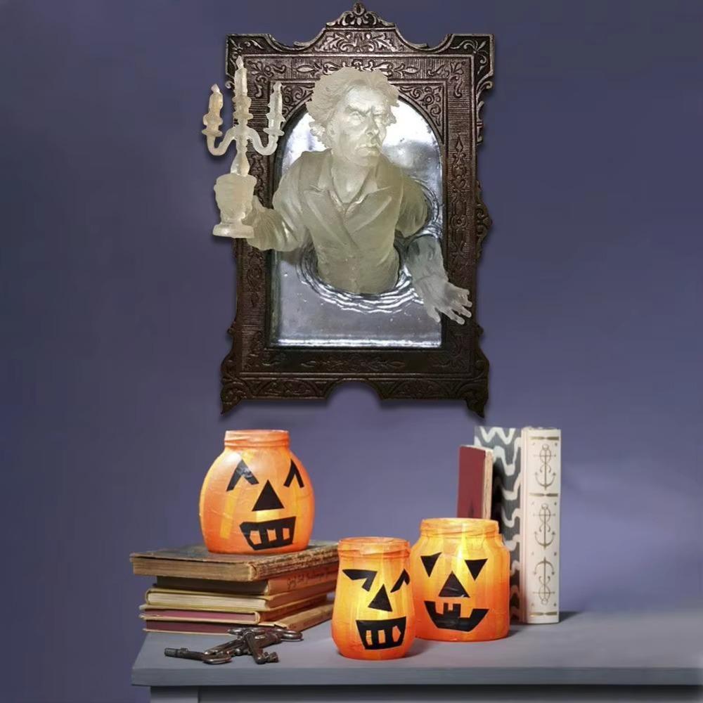 3D Halloween Decor Glow in The Dark Halloween Statue Halloween Ghost in The Mirror  Bar Home Decor