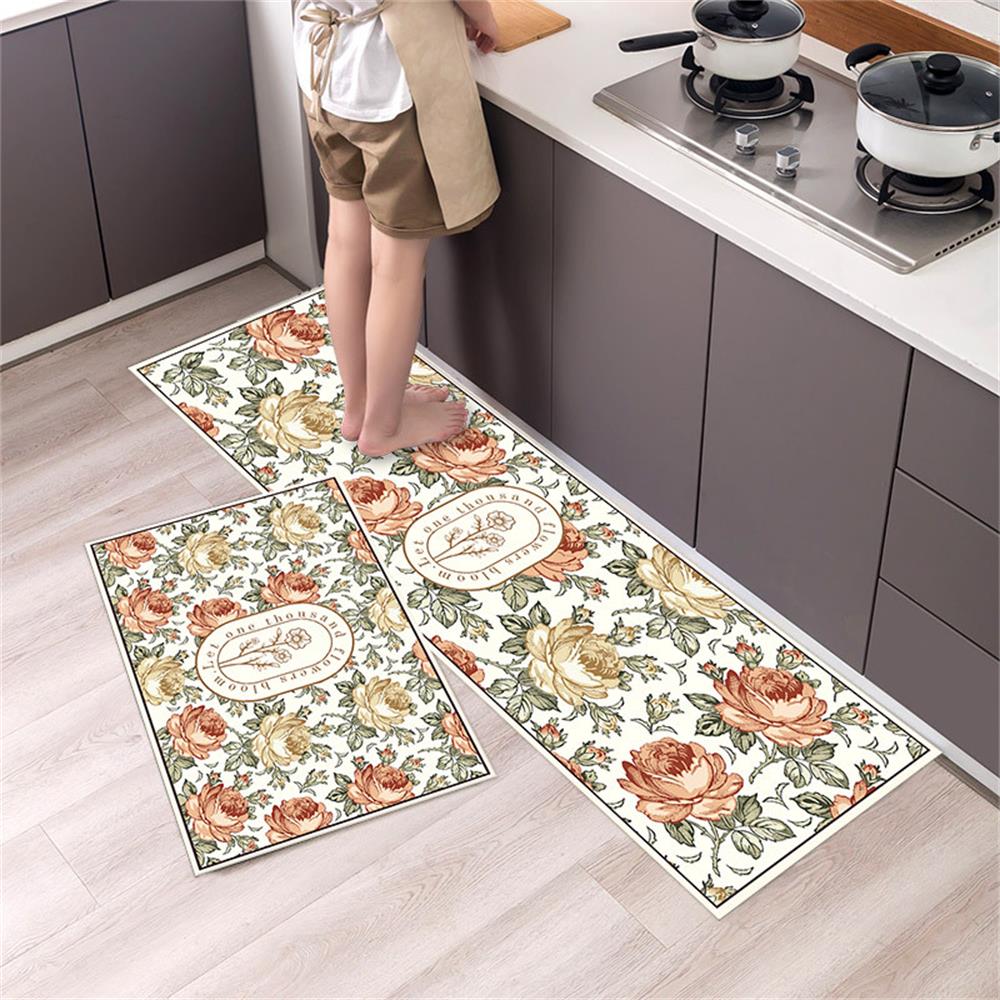 Black White Moroccan Pattern Kitchen Mat Non-Slip Machine Washable Rug Set for Home Decor Anti-Fatigue Floor Mats