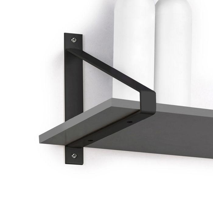 Supports pour étagères - emuca - triangulaires - acier - peint en noir - capacité 30 kg