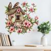 Watercolor Flower Bird Birdhouse Wall Sticker Vintage Rustic Living Room Bedroom Hallway Decor
