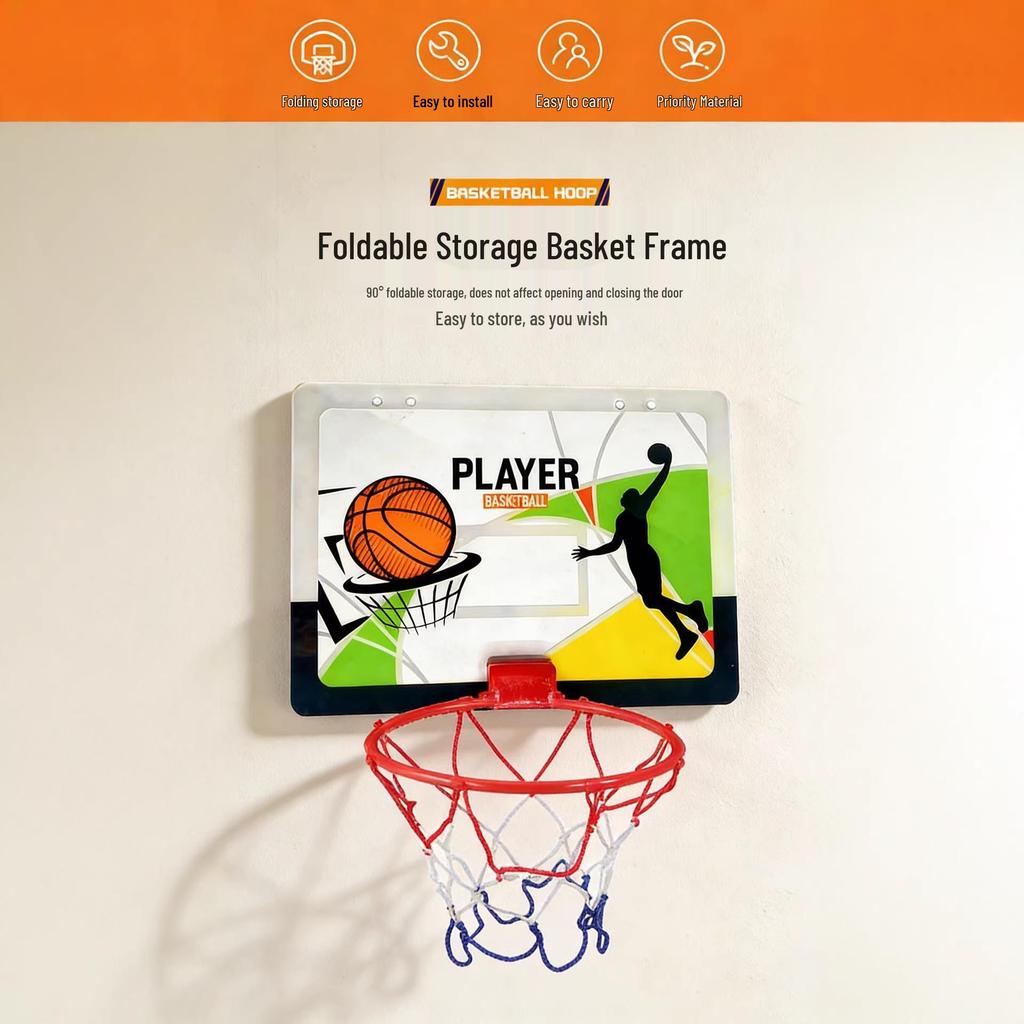 Punch-Free Foldable Wall-Mounted Acrylic Basketball Hoop for Indoor/Outdoor Parent-Child Play