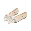 Fashion Beaded Pearl Rhinestone Flat Heel Autumn Large Size Women's Shoes Pointed Head Shallow Mouth Flat Sole Single Shoe