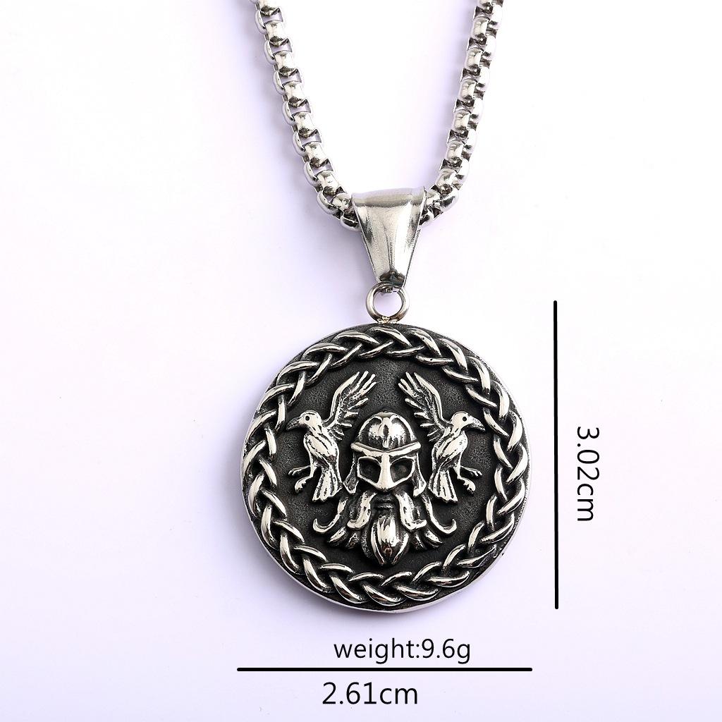 Viking Double Sided Odin Triangle Symbol Pendant Necklace For Men And Women Stainless Steel Retro Jewelry