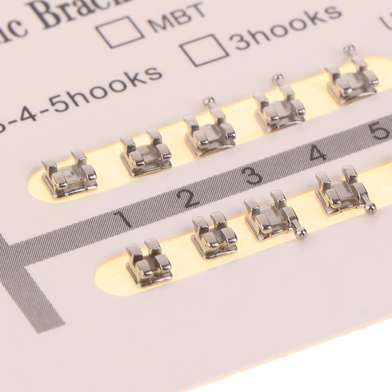 20Pcs/Pack Dental Brackets Orthodontic Braces Plus Metal Mini Standard Mesh Base Roth/Mbt 0.022/0.018 Hooks 3-4-5