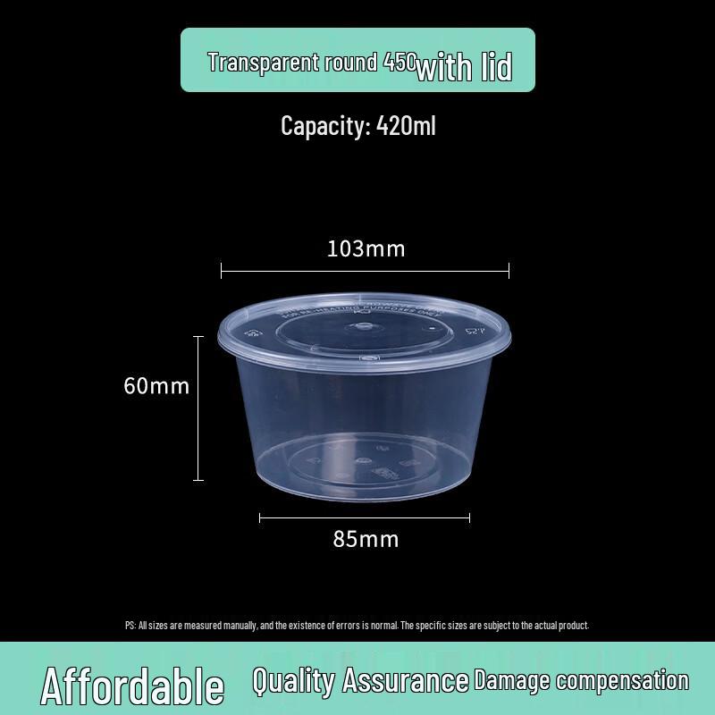 450ml Thickened Round Disposable Plastic Food Containers with Lids