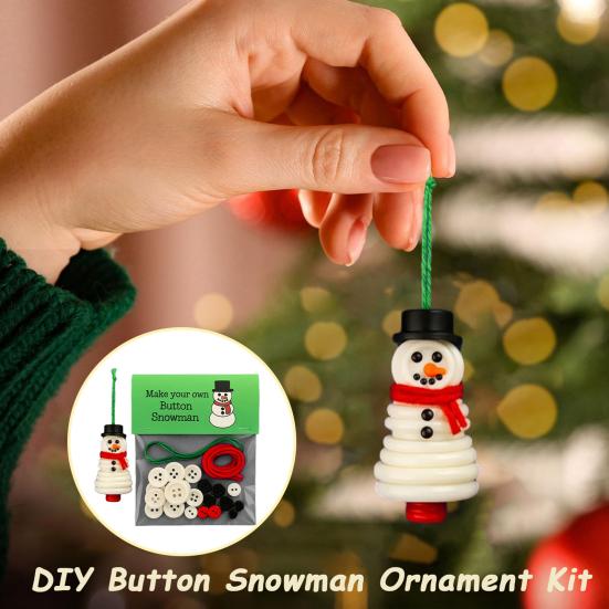 DIY Christmas Button Ornament Button Snowman Xmas Tree Decoration Kit Hanging Button Santa Claus Craft Set for Kids Adults Festive Home Decor