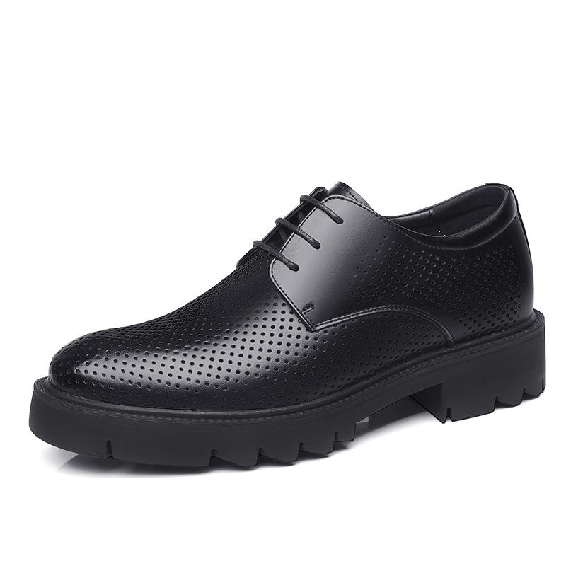 Men's height-increasing leather shoes Men's 8cm summer breathable hollow thick-soled inner height-increasing 10cm casual men's shoes