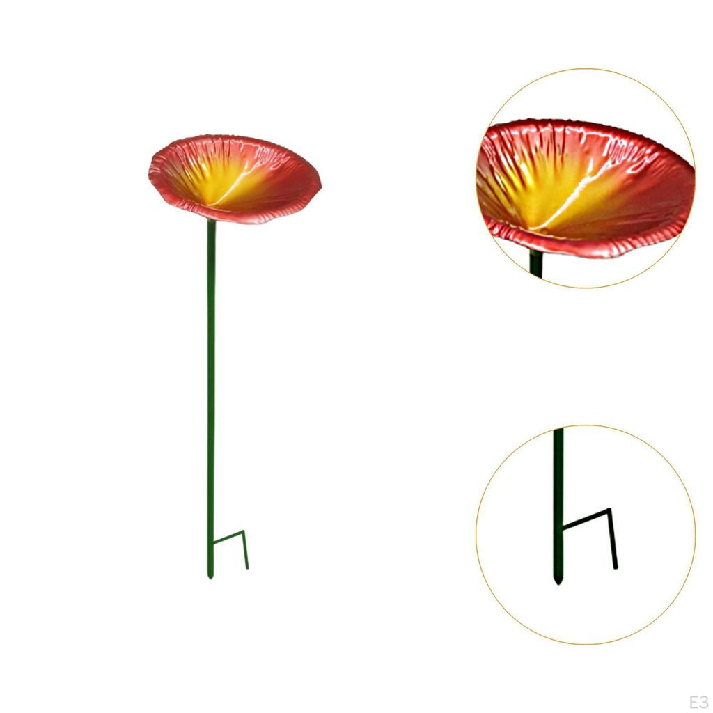 Bee Feeder on Stake, Bird Bath, Easy to Use Iron Ornament, Garden Decoration for Lawn, Yard,