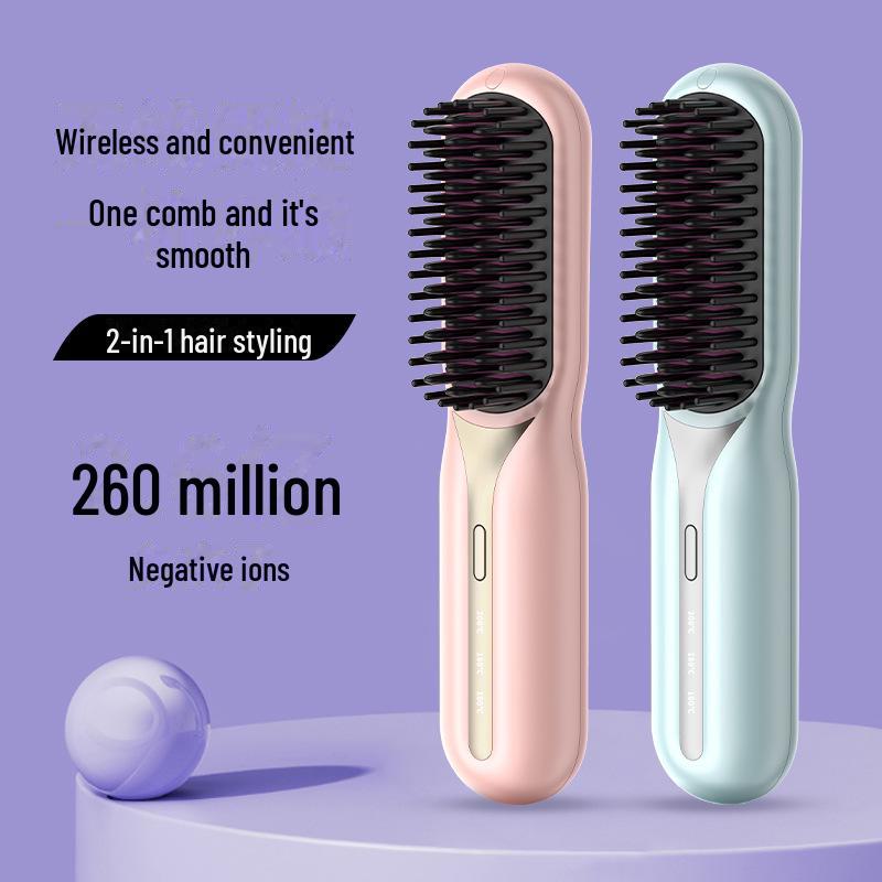 Piastra per capelli portatile wireless a doppio uso con ioni negativi, sicura per i capelli, per lisciare e arricciare, facile da caricare.