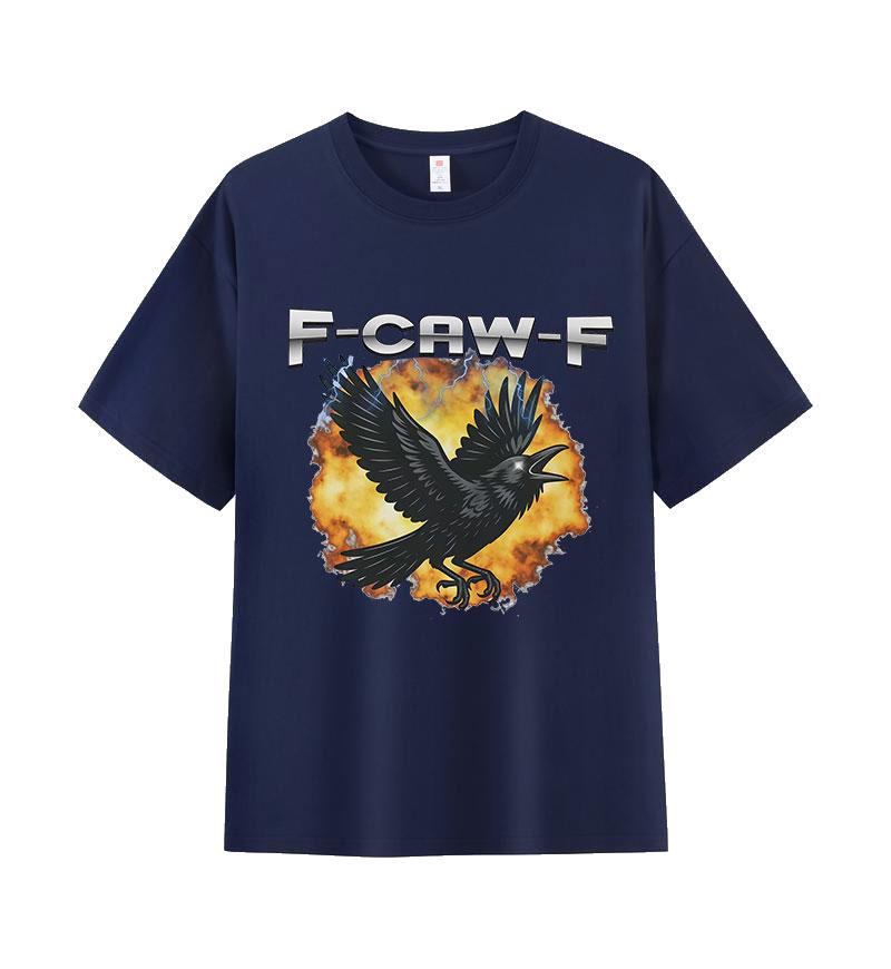 F-Caw-F Crow Bird Ironic Sarcastic Animal Funny T-shirt Men Women Vintage Oversized Clothing T-shirts Fashion O-Neck Cotton Tees