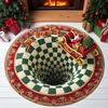 Thickened Cozy Mat Round Christmas Rug, 39" Imitation Cashmere Santa Snowflake Pattern, Holiday Party Floor Covering Area Rug for Home Living