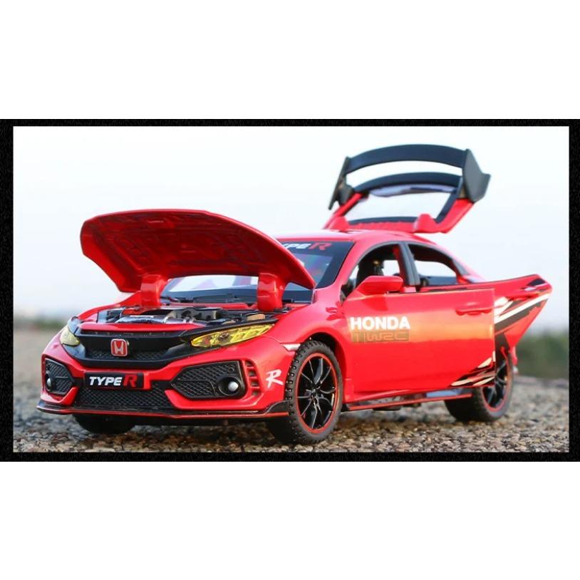 1/32 HONDA CIVIC TYPE R Alloy Sports Car Model Diecasts & Toy Vehicles Metal Car Model Sound and Light Collection Kids Toy Gift