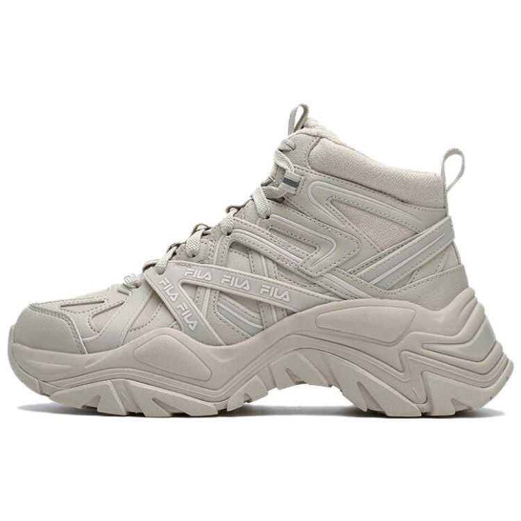 FILA Sofia 1S Fishbone Shoes 1S Plush Comfortable Versatile Shock Absorbing Wear Resistant Mid Top Dad Shoes Women sneaker Beige F12W341118FOM