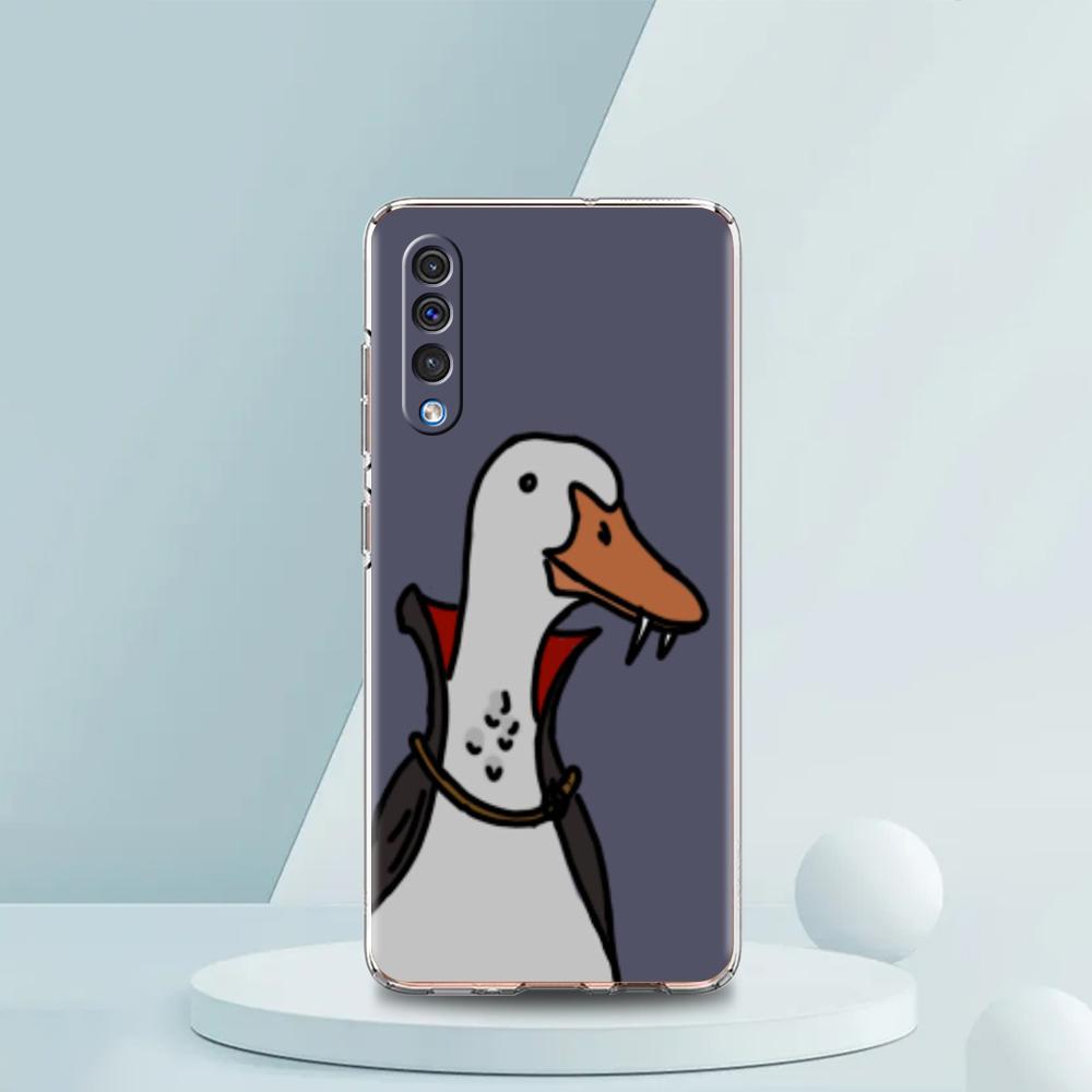 Cute Goose Duck Game Luxury Transparent Phone Case for Samsung Galaxy A12 A02 A03S A50 A70 A40 A10 A20 A30 Cover Silicone Shell