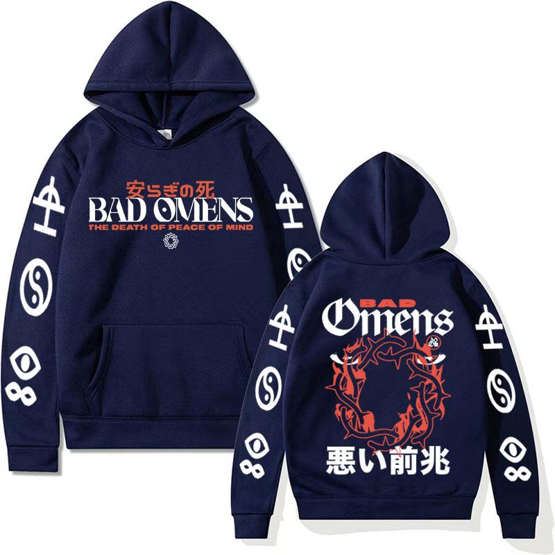 Vintage Bad Omens Funny Graphic Hoody Tour 2023 American Music Concert Hoodie Men Harajuku Hip Hop Rap Sweatshirt Y2k Streetwear