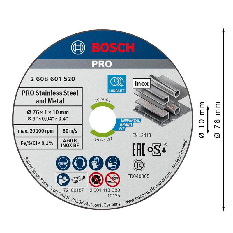BOSCH Professional 2608601520 Circular Saw Blade PRO Stainless Steel and Metal Bonded Cutting Disc Angle Grinder Accessory