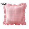 Federe Comode in Cotone Copricuscino Ruffle, Custodia a Quadri con Bordo Arricciato, Copricuscini da Divano 18x18 Pollici 20x12 Decorativi per Farmhouse