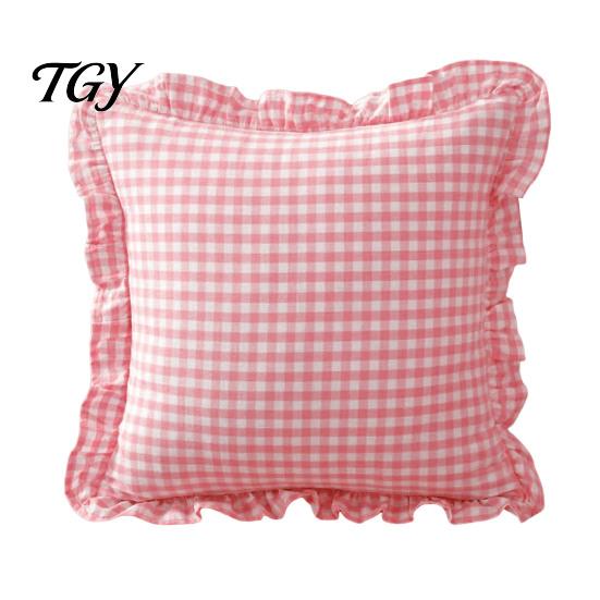 Federe Comode in Cotone Copricuscino Ruffle, Custodia a Quadri con Bordo Arricciato, Copricuscini da Divano 18x18 Pollici 20x12 Decorativi per Farmhouse