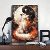 Kitsune and Yin Yang Printed Poster Customized Wall Art Retro Vintage Metal Tin Signs for Coffee Bar Accessories Room Decor Men