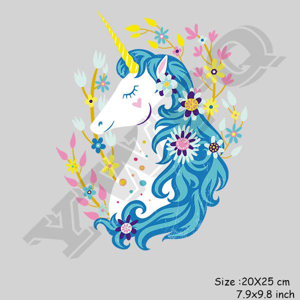 Flower Unicorn Stickers for Girls Boy Gift Badges Diy Accessory Heat Transfer Clothing Decor Patches