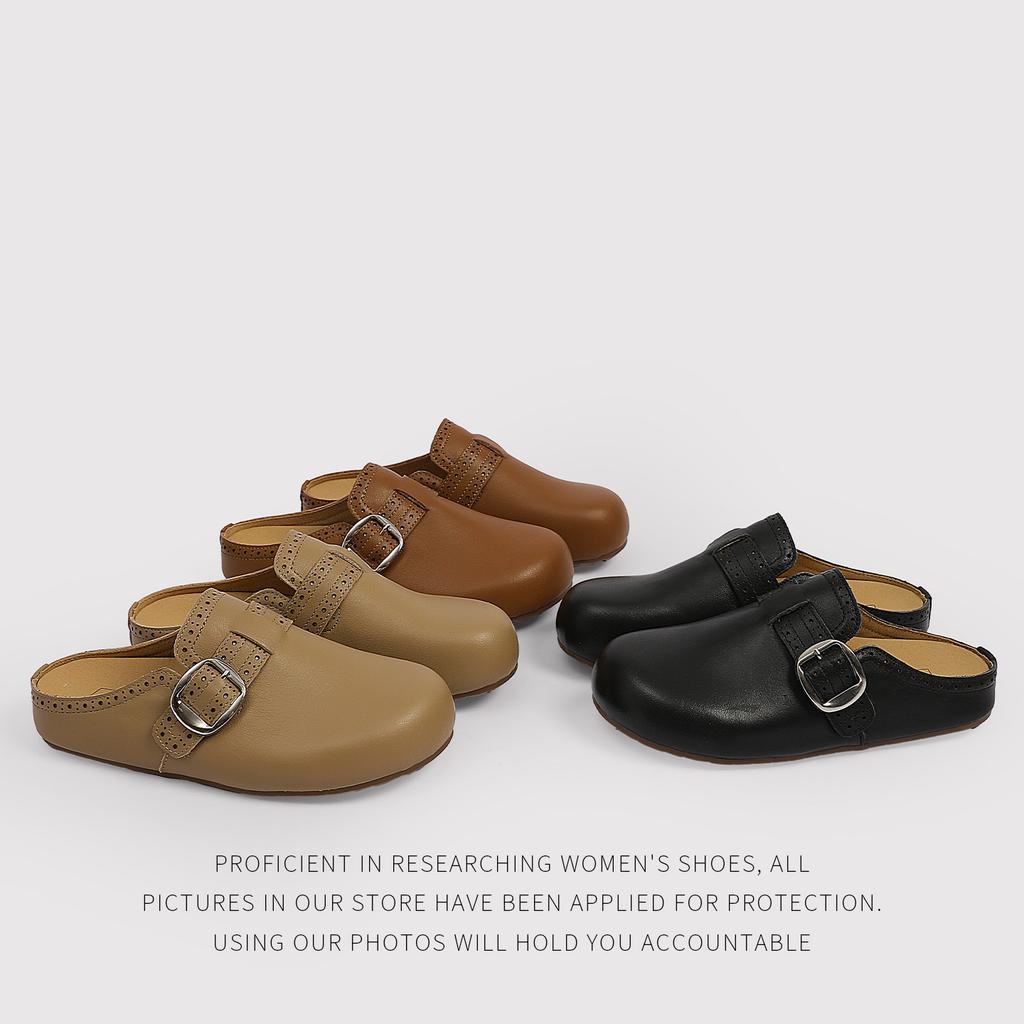Korean Version Of Niche Platform Lace Boken Shoes Spring Outer Wear Bag Head Half Drag Women'S Belt Buckle Slippers