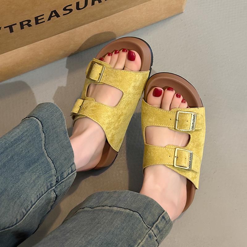 2025 Women Flat Casual Slippers Ladies' Casual Simple Hasp Flat Base Slippers Large Size Comfortable Non-slip Women Slippers