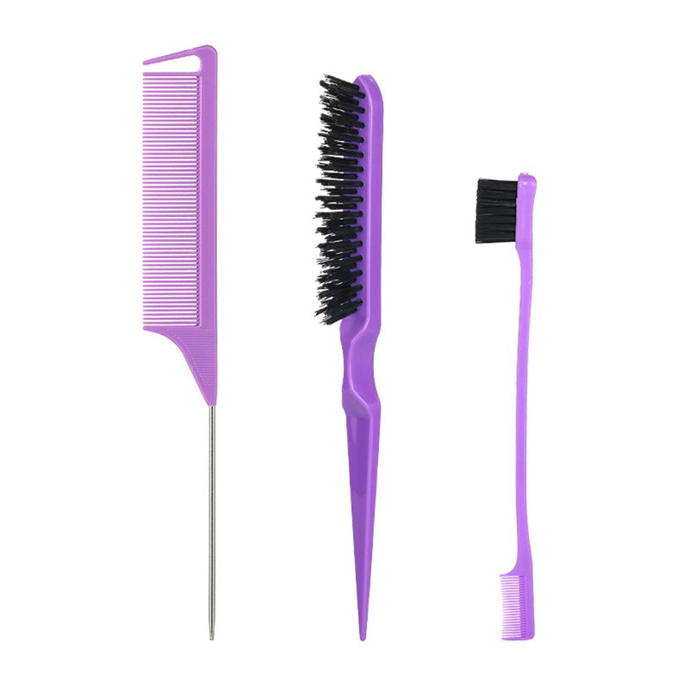 3Pcs/1set Hair Styling Comb Set Teasing Hair Brush Rat Tail Comb Edge Brush For Edge Back Brushing Combing Slicking Hair