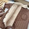 Coffee-Colored Fleece-Lined Baby Romper: Trendy Padded Cotton Jumpsuit for Boys/Girls