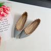 Pointed Toe Studded Classic Flats 5cm Height Increase French Style Soft Patent Leather Women Shoes Ballet Pumps,