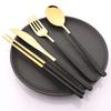 16pcs Black Gold Dinnerware Set Knife Fork Coffee Spoon Cutlery Set Mirror Stainless Steel Flatware WesternKitchen Tableware