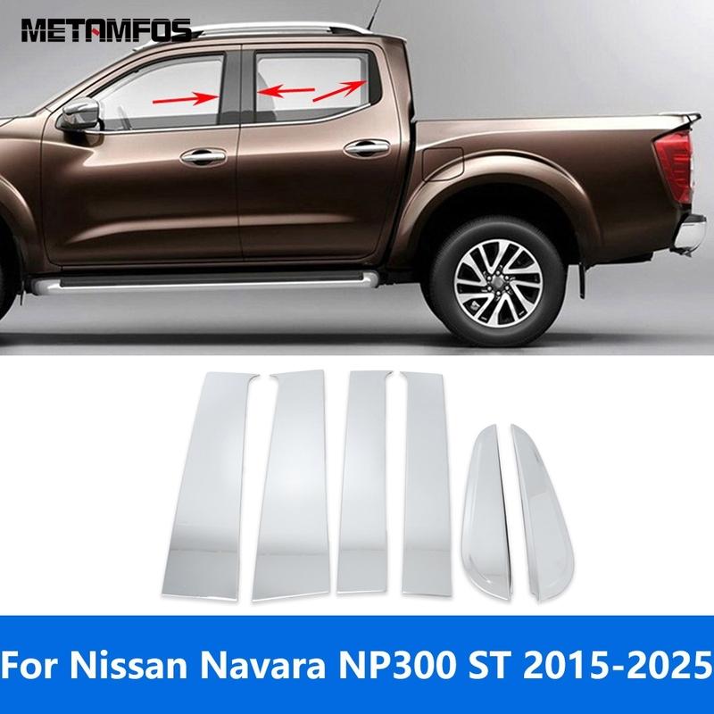 Window Sill Window Center B C Pillar Cover Trim For Nissan Navara NP300 ST 2015- 2024 2025 Stainless Accessories Car Styling