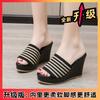 Slippers women's fashion outer wear summer new women's slope heel sandals thick bottom high heel muffin bottom one word
