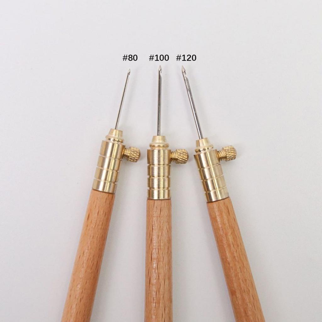 Embroidery Hook Wood Handle Includes Needle (0.8mm 1.0mm 1.2mm) Embroidery Crochet Hook for Sequins Beading Knitting