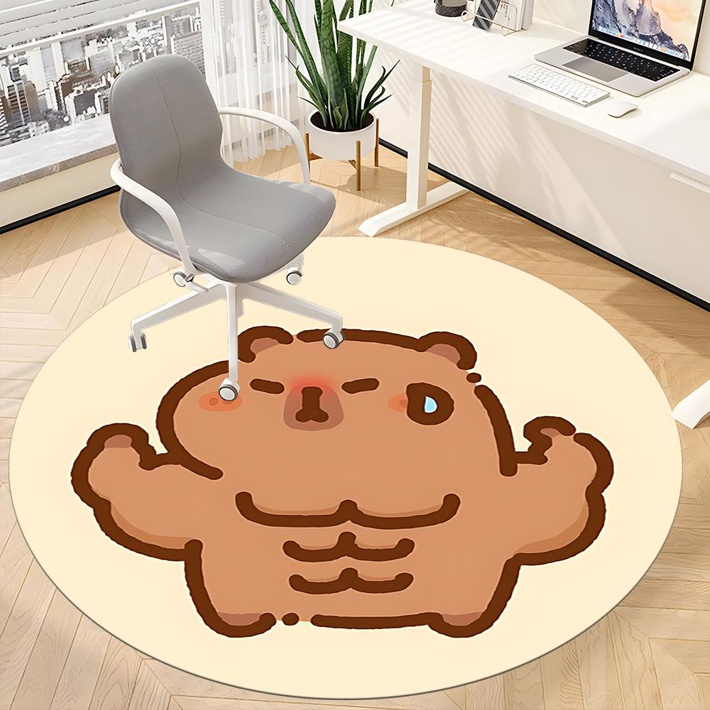 1pc Cartoon Capybara Print Chair Carpet for Office, Soft Flannel Throw Mat, Perfect for Office,Holiday Party Decoration Choice Yy251113159