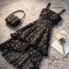Suspender skirt square collar waist thin irregular design dress summer new fashion floral