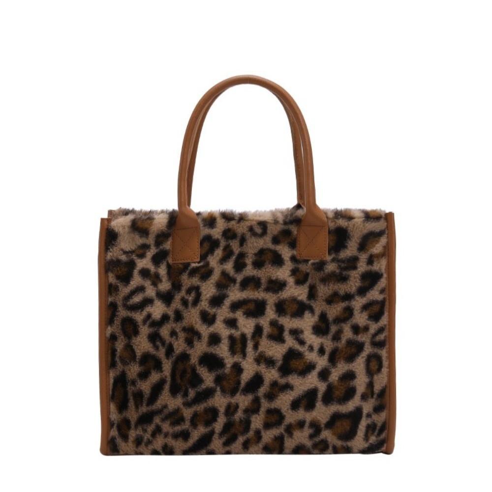 Versatile Soft Shopper Tote Cow Print Large Capacity Handbag New Plush Tote Bag Travel