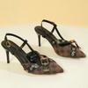 Fashion Zoki Belt Buckle Pointed Toe Sandals Women Fashion Flower Embroidered High Heels Snadals Woman Stiletto Heel Party Dress Shoes