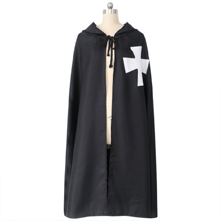 Medieval Cosplay Cape Halloween Costume, Medieval Cosplay Cloak Cosplay Cape Costume Hospitaller Hooded Cloak