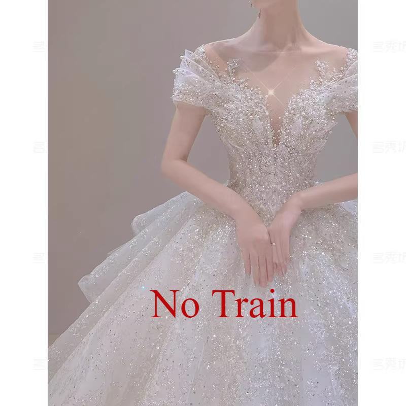 

Свадебное платье-собор без бретелей - Роскошное звездное свадебное платье с обильной вышивкой, бальное платье принцессы 3XL